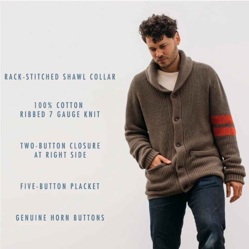 Birdwell Brown Cardigan with Red Stripe